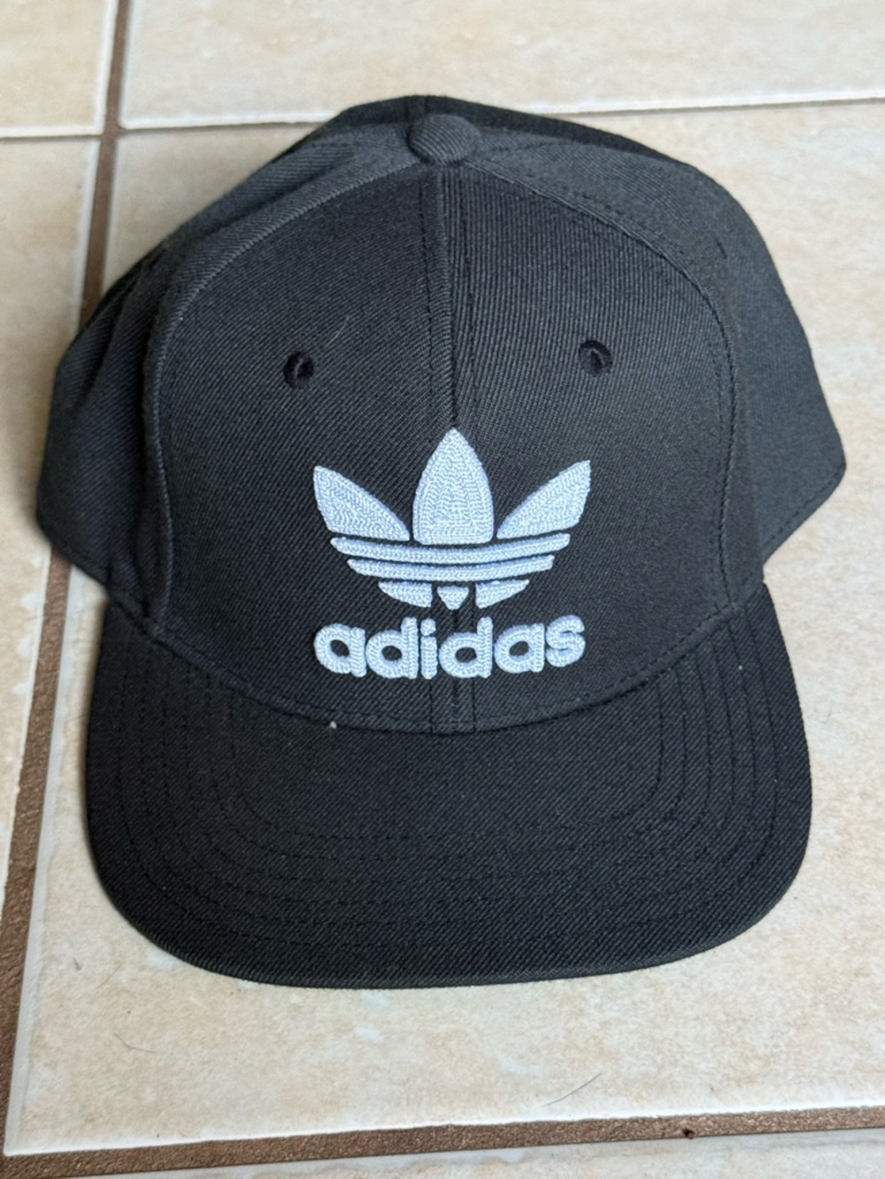 adidas Black Snapback Hat with White Trefoil Logo